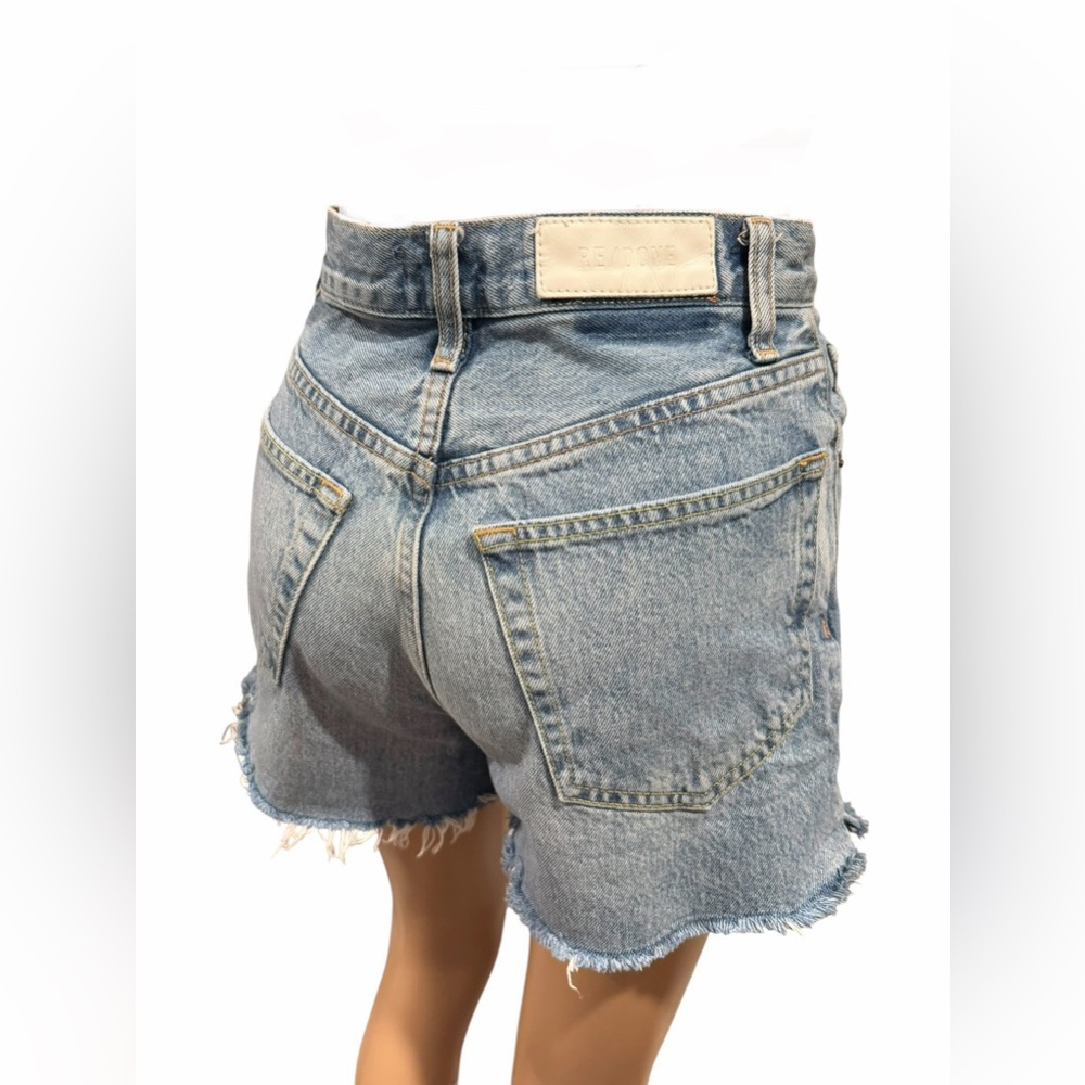 Re/Done Womens Shorts Blue Cut off High Waist Organic Cotton Denim Button Fly 25 - Picture 7 of 14